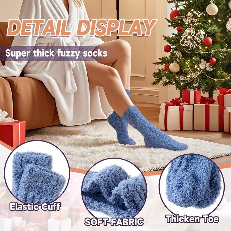 AMENLAN Store Women Fuzzy Slipper Socks Winter Microfiber Soft Cozy Plush Fluffy Socks Warm Comfy Thermal Home Sleeping Socks - Image 3